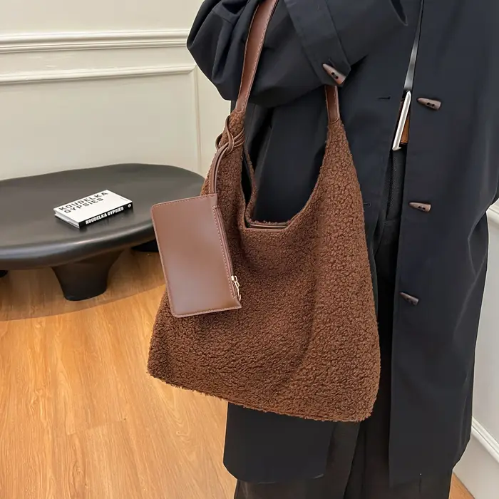 Mode femmes sac à main automne hiver fausse fourrure moelleux sacs