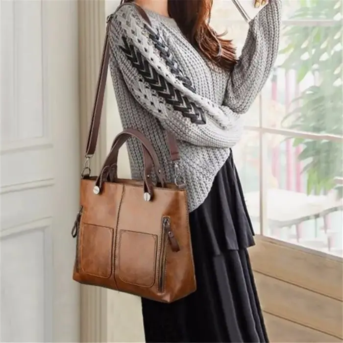 Sac à main en cuir rétro Europe America