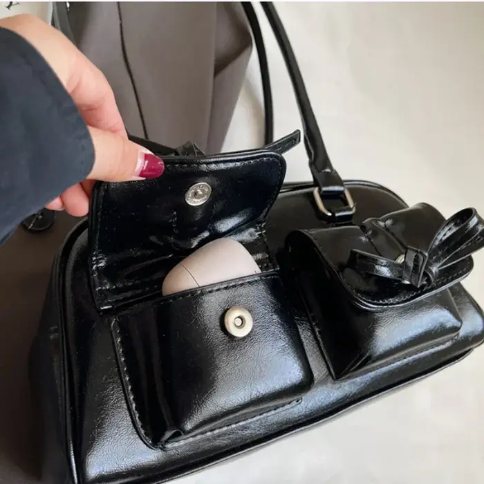 Vintage femmes affaires sacs à bandoulière Simple dames trajet sac fourre-tout en cuir Pu femme sous les bras sac