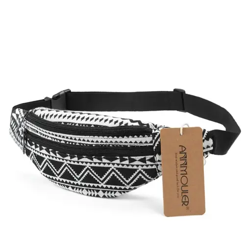 Annmouler nouvelles femmes Fanny Pack 8 couleurs tissu taille Packs Style bohème taille sac 2 poches