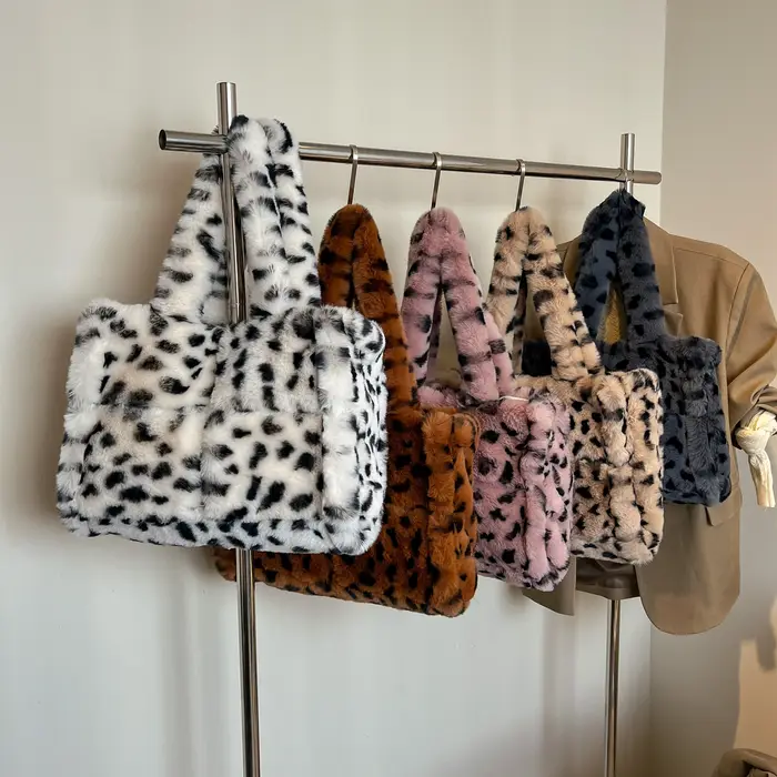 Sac à main de luxe en fausse fourrure pour femmes