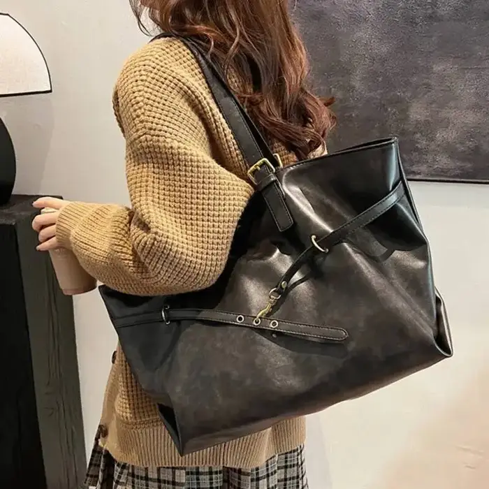 Sac fourre-tout Vintage marron de grande capacité