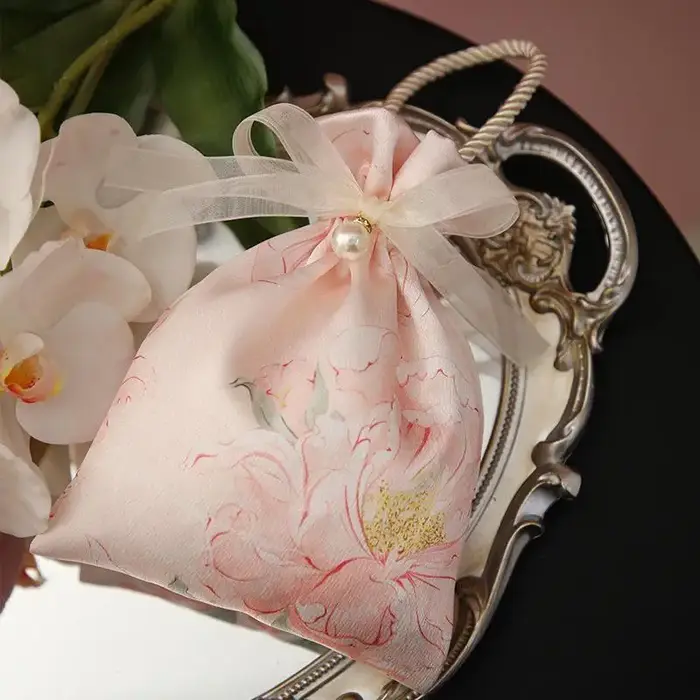1 pièce Sac fourre-tout cadeau à cordon avec nœud floral élégant pour femmes