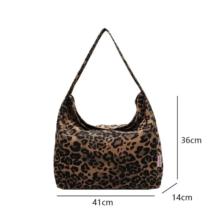 Vintage léopard toile épaule Shopper sac pour femmes 2025 grande femme sac fourre-tout créateur de mode