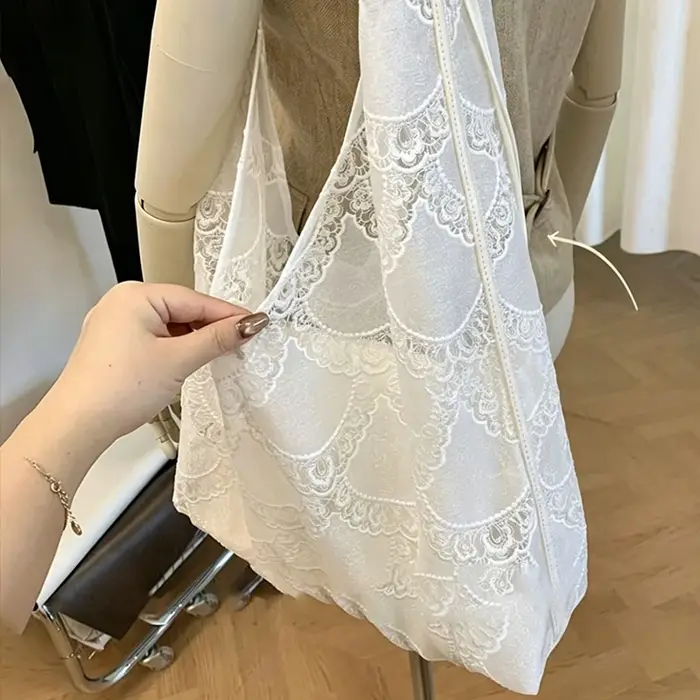 Sac fourre-tout Balletcore en dentelle transparente et perles
