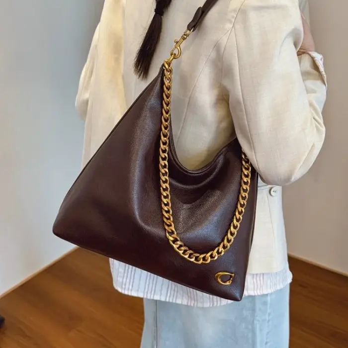 Sac à bandoulière en cuir fin pour femmes