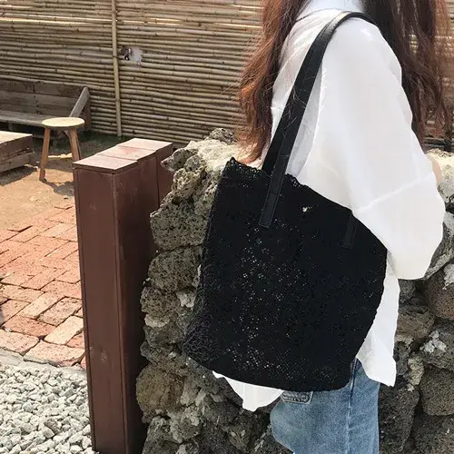 Sac à Bandoulière en Dentelle Fourre-Tout Élégant de Type Seau