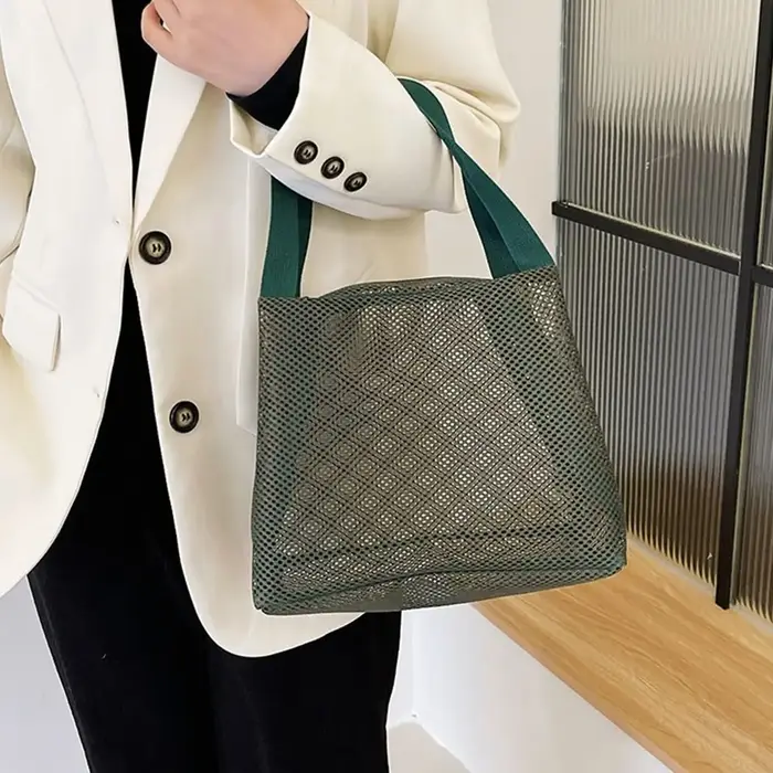 Sac de plage décontracté en maille avec poignée