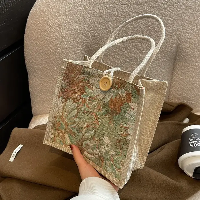Sac à main en lin vintage pour femme
