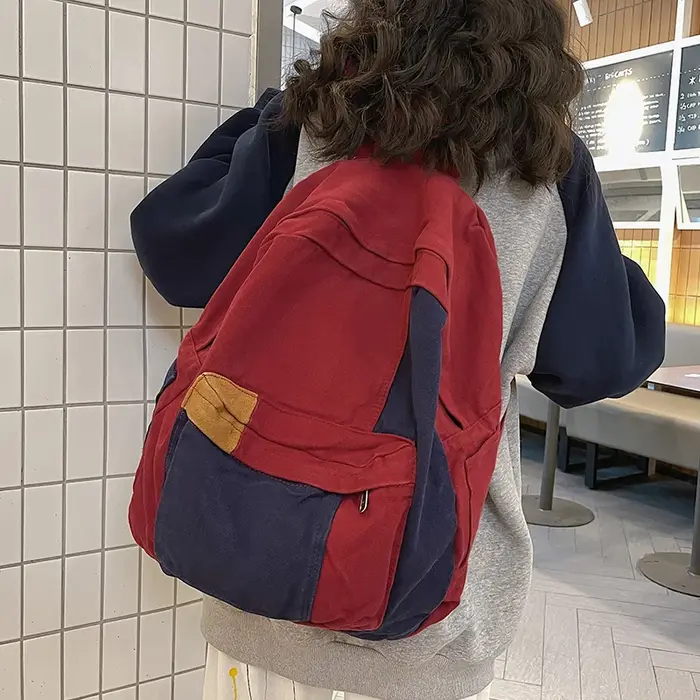 Sac à dos en toile à panneaux pour femmes