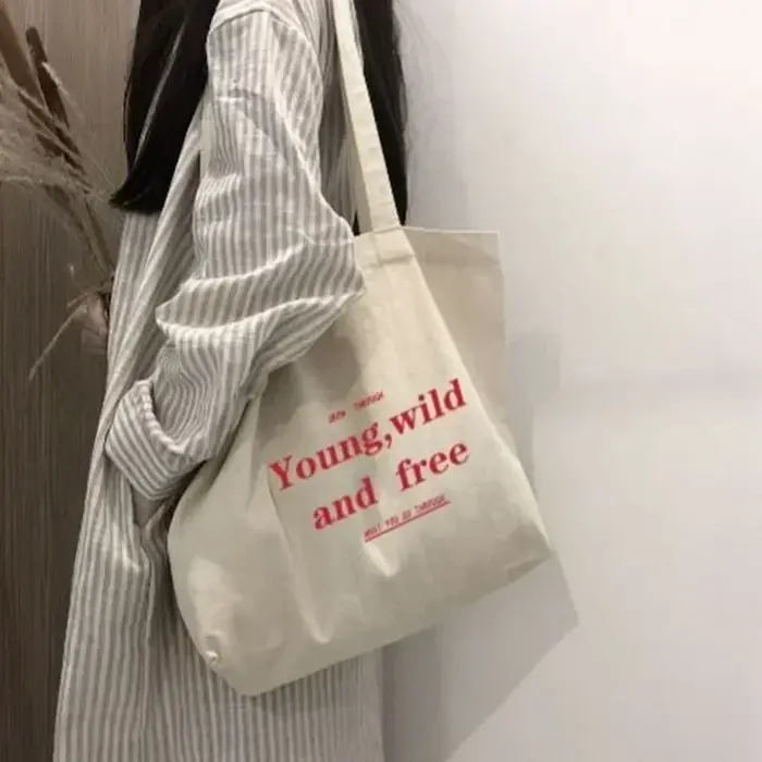 Sac pour femmes pas cher décontracté grande capacité sacs à bandoulière Shopper toile lettre mode Harajuku fermeture
