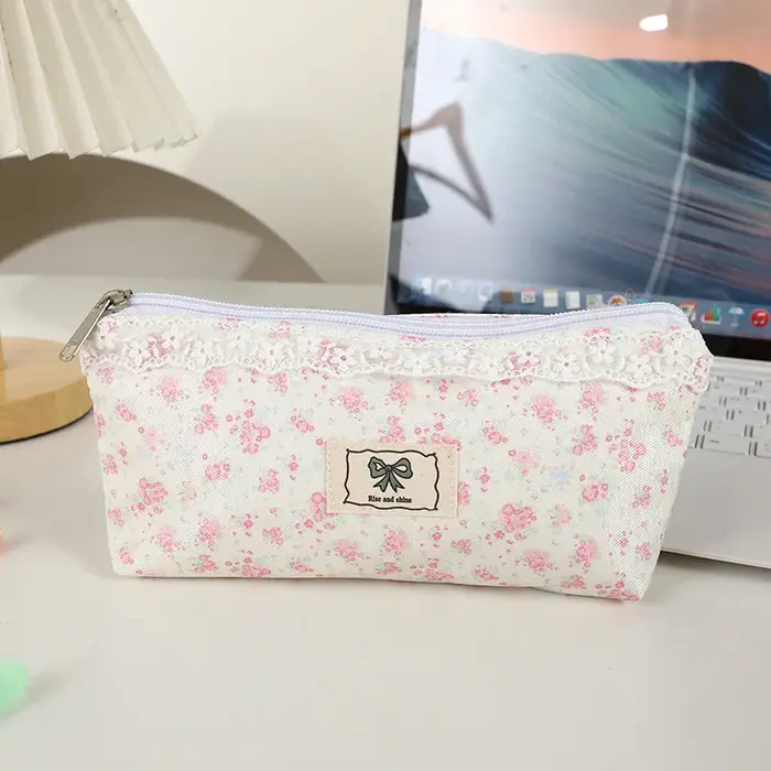 Sac à cosmétiques en dentelle de haute qualité, sac à stylos Design Floral, sac de papeterie multifo