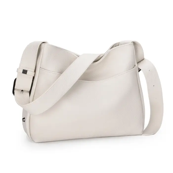 Sac à bandoulière en cuir véritable pour femme avec motif grain de litchi
