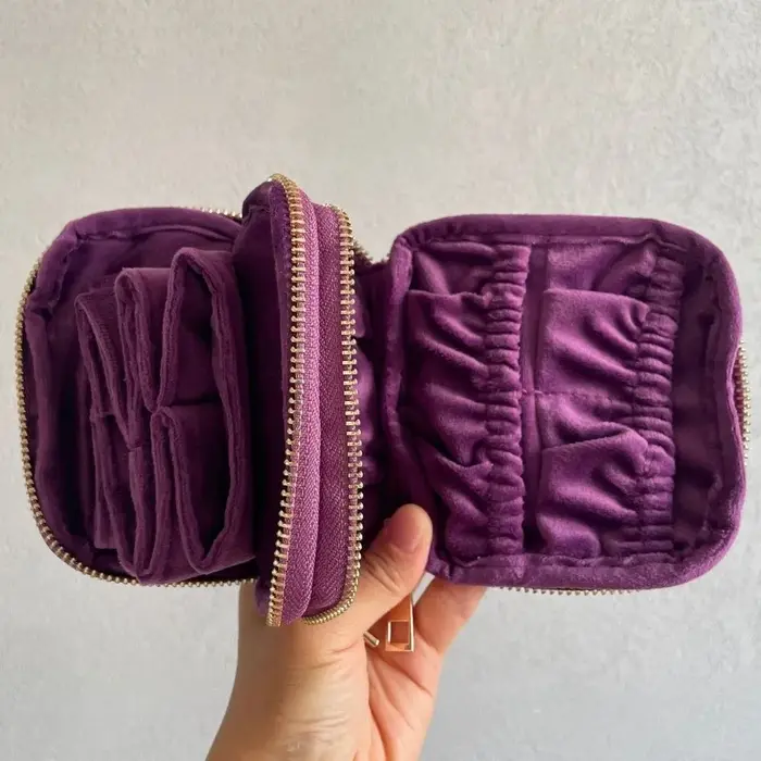 Pochette à bijoux double couche pour voyage