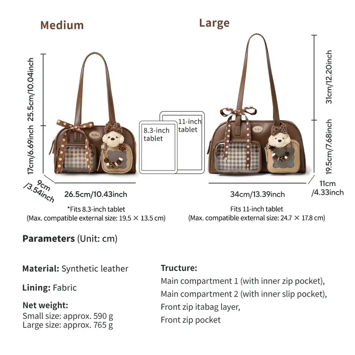 Sac à main de luxe en cuir Toutou multi-poches pour femme