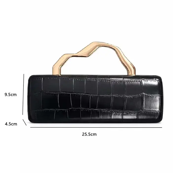 Pochette de soirée de luxe en PU à motif crocodile bordeaux avec poignée dorée pour femmes Sac à main de fête élégant