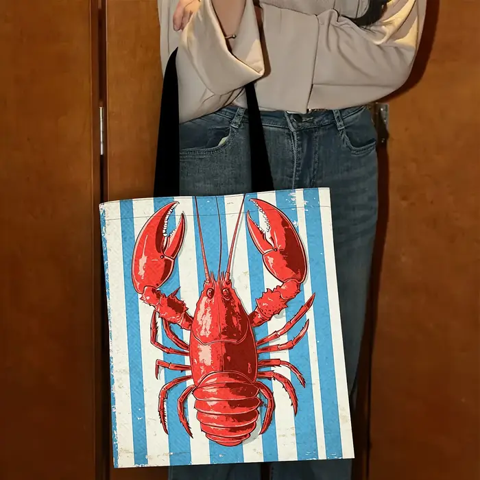 Sac fourre-tout élégant rétro imprimé homard rouge