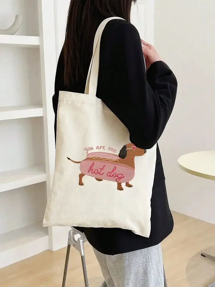 Sac fourre-tout imprimé teckel