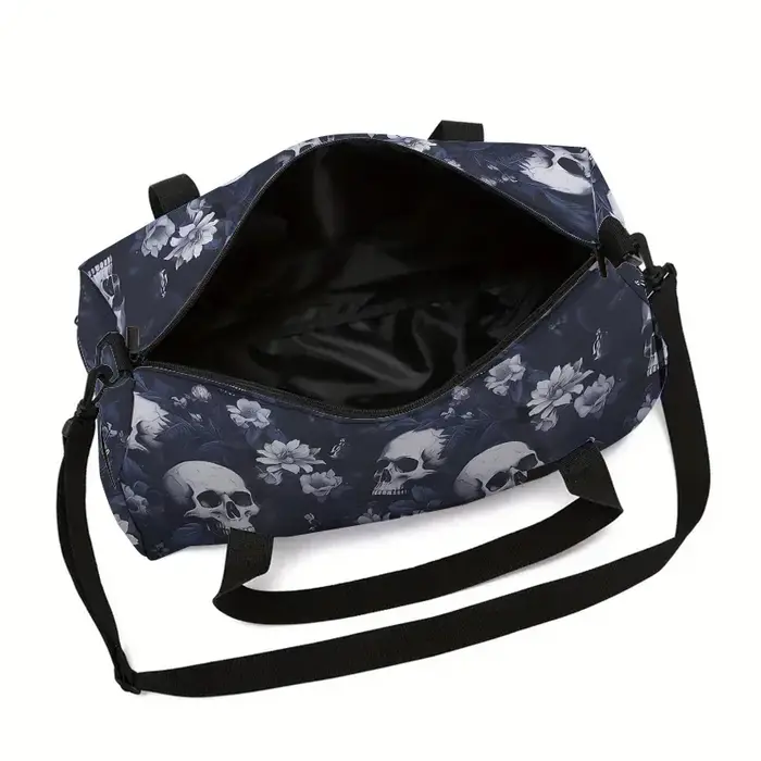 Sac de voyage grande capacité motif crâne floral pour garçons et filles – Meilleurs cadeaux – Sac