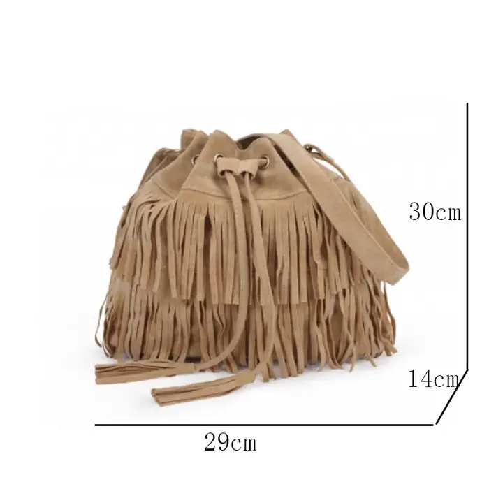 Mode rétro Faux daim frange femmes sacs de messager fourre-tout nouveau sac à main gland épaule