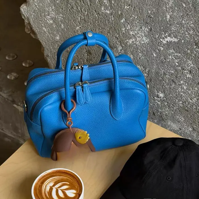 Sac Bowling Jaune Texture Litchi Printemps-Été 2026, Sac à Main Polyvalent pour Femme, Porté Épaule 