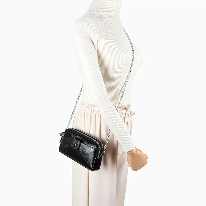 Pochette en cuir véritable pour femme