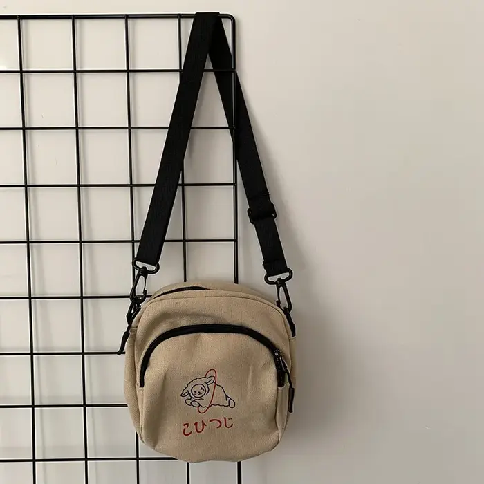Sacoches en toile Simple pour femmes, sac à bandoulière à dessins animés, petit sac carré rétro pour