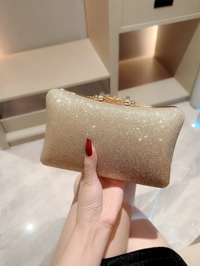 Pochette chaîne en métal doré diamants paillettes sacs de soirée brillant décontracté
