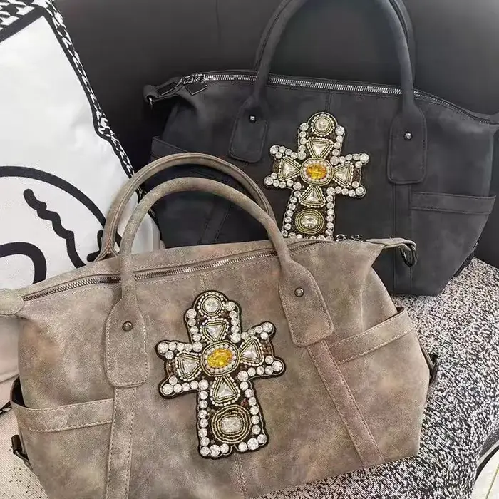 JIAERDI Vintage sous-culture croix fourre-tout sac à bandoulière femmes filles chaudes grande capacité Y2k sac à main dames Harajuku automne portefeuille nouveau