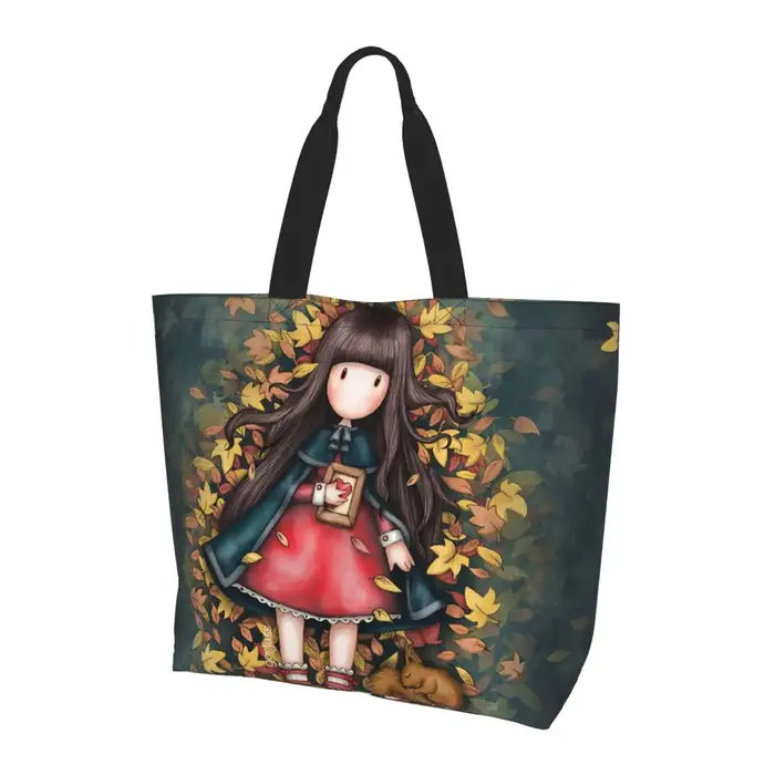 Santoro Gorjuss sac fourre-tout de Shopping toile grande capacité sacs à bandoulière Shopper sac à main d'épicerie pour femmes