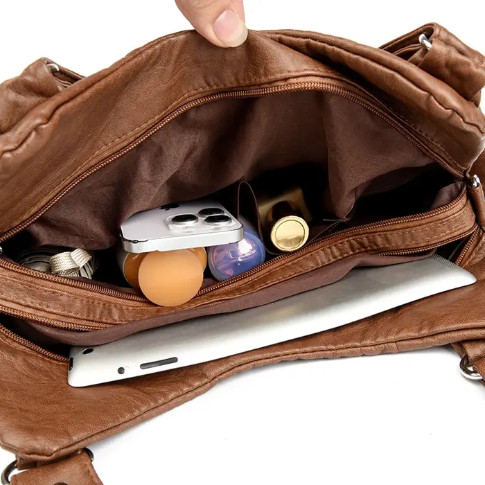 Sac à Main Rétro en Cuir Souple pour Femme