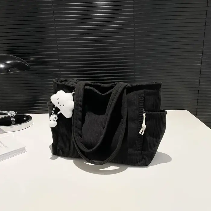 Sac fourre-tout décontracté vintage en velours côtelé pour femme, sacs initiés pour femme, sacs à ma