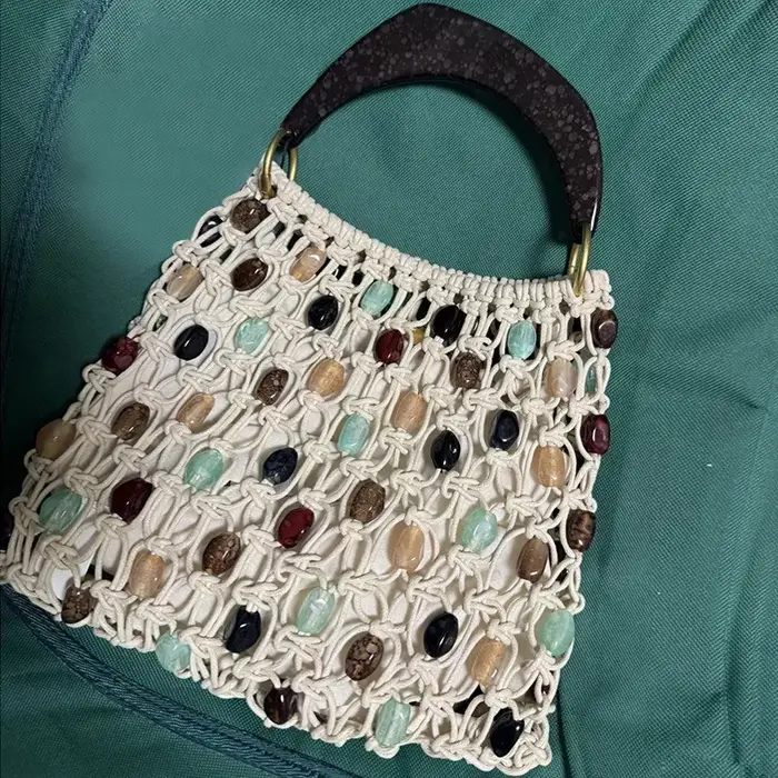Sac à main vintage fait main perlé, sac seau ajouré de luxe de créateur de niche, nouveau sac de pla