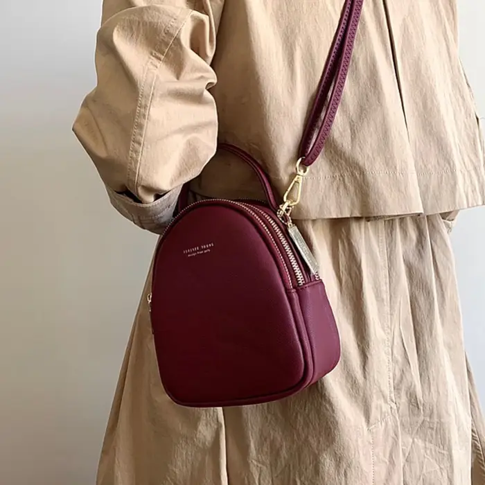 Sac à dos pour femme, petit sac carré en cuir PU