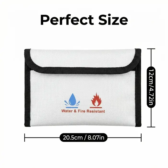 Sac à documents ignifuge et résistant à l'eau – Pochette de rangement compacte pour passeport