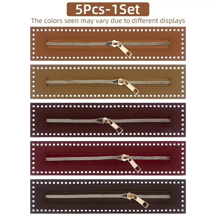 Lot de 5 sangles à fermeture éclair de 27 cm avec trou de couture