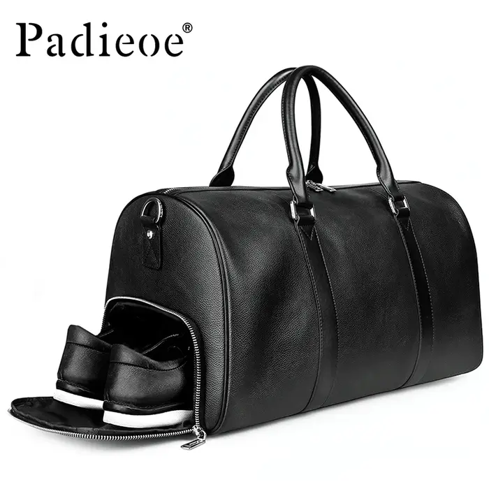 Sac de voyage en cuir de vachette de première qualité - sac à bagages d'affaires élégant en cuir vér