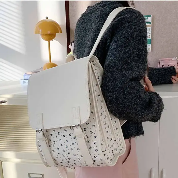 Ins petit sac à dos en PU à fleurs