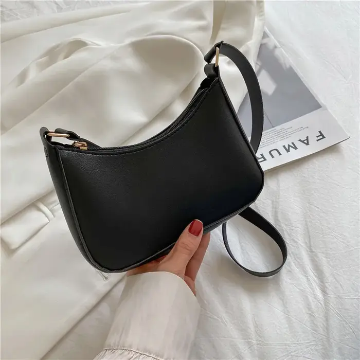 Mode couleur unie sac à bandoulière pour femmes en cuir PU aisselle sac à main décontracté quotidien sous les bras sac