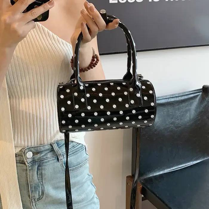 Sac à main en cuir PU à pois