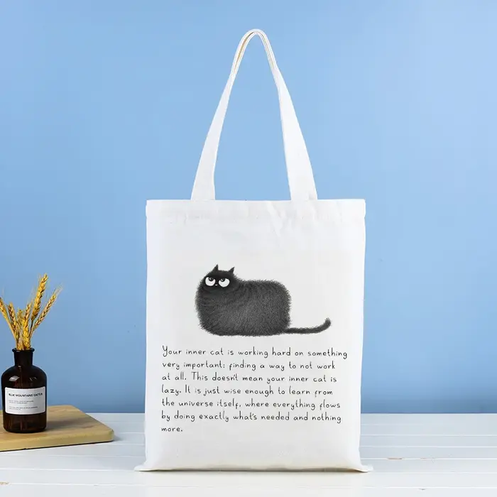 Sac à main pour femme motif chat noir mignon et paresseux