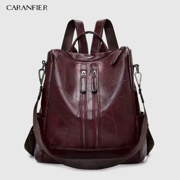 CARANFIER femmes sac à dos de haute qualité jeunes sacs à dos en cuir pour adolescentes femme école sac à bandoulière sac à dos mochila