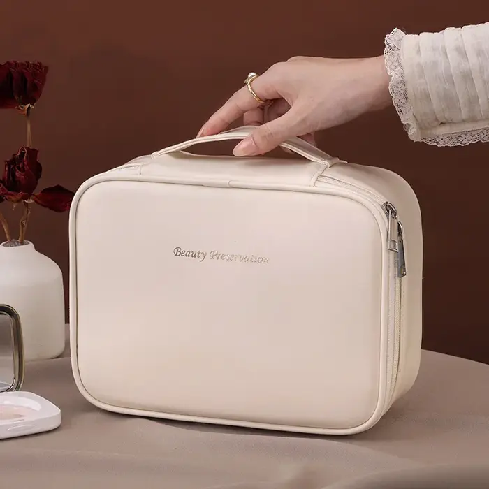 Sac de maquillage fourre-tout de luxe en PU pour femmes