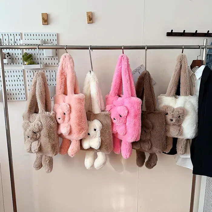 Sacs à bandoulière en peluche ours mignon pour femmes
