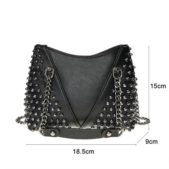 JIEROTYX – sac à main en cuir pour femmes, sacoche à bandoulière cloutée de Style Punk Rock Rivet av