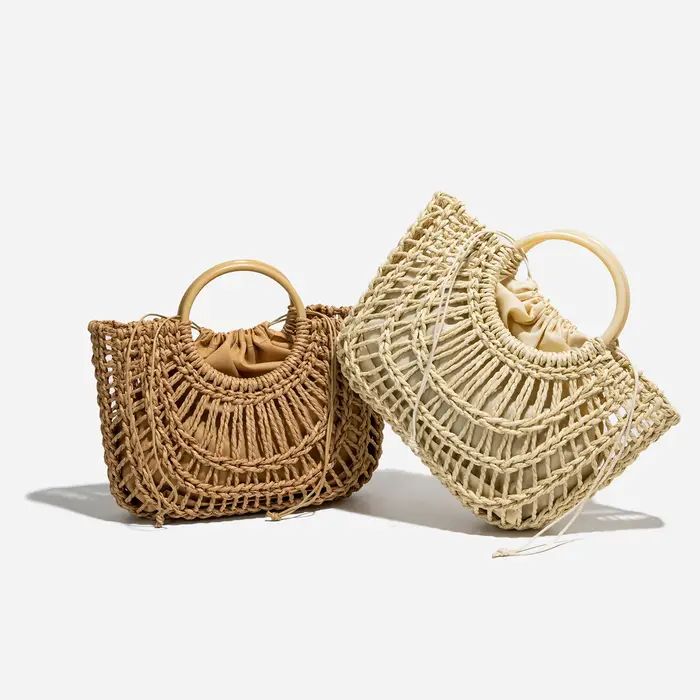 Sac à main bohème tressé ajouré pour femme