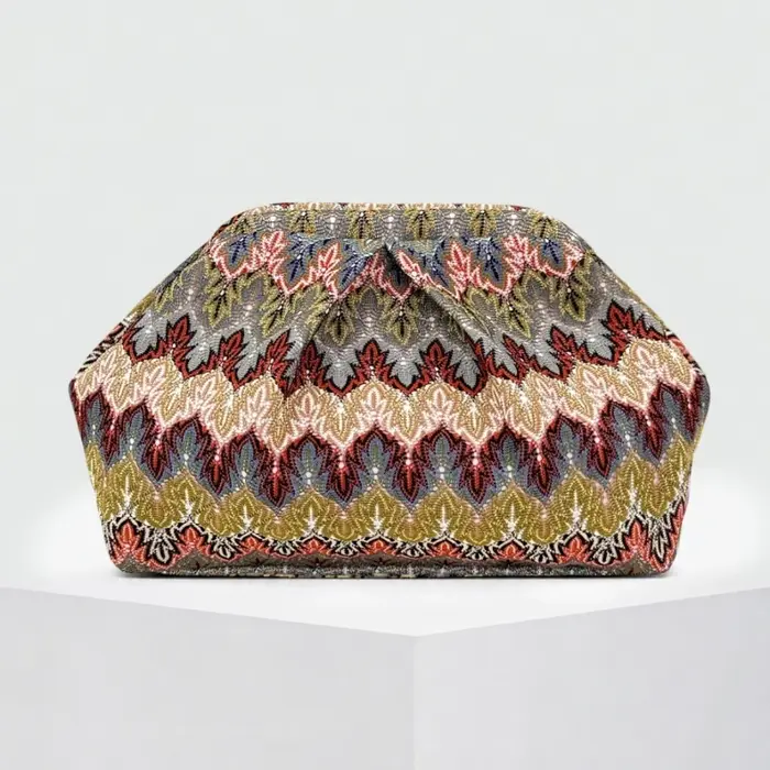 Sac fourre-tout tricoté à rayures ondulées style bohème