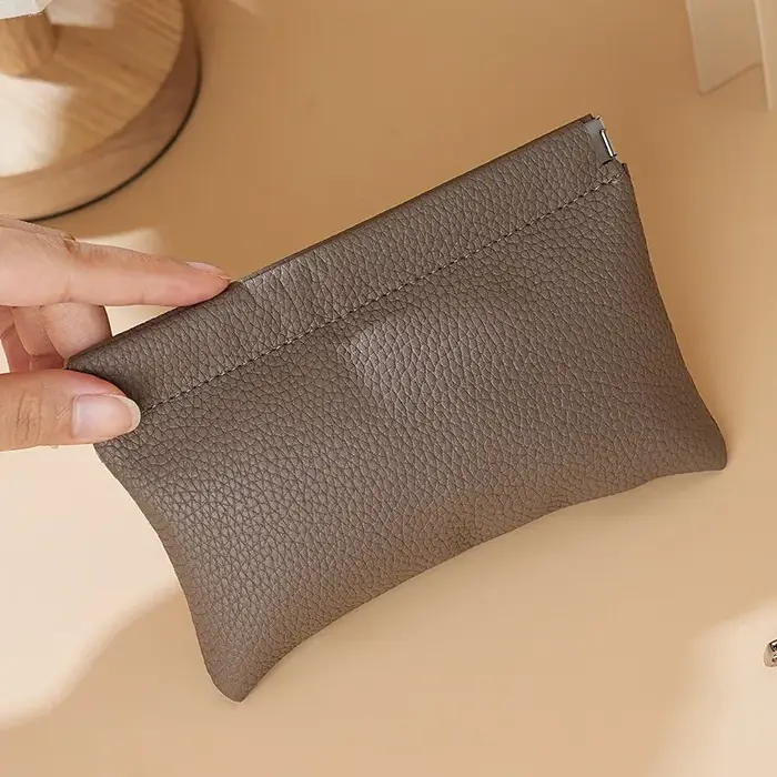 Pochette de rangement automatique en PU grain litchi