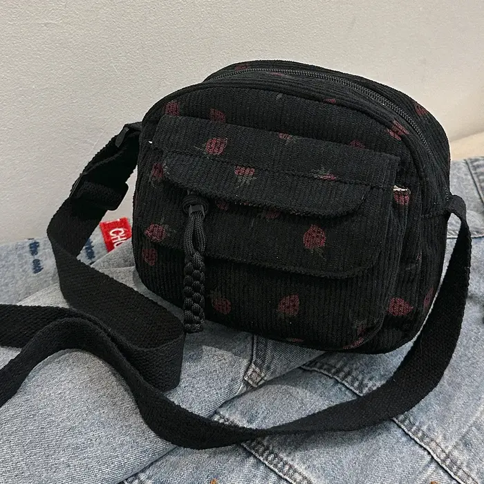 Mignon fraise sac à bandoulière décontracté fermeture éclair à la mode sac à bandoulière fourre-tout