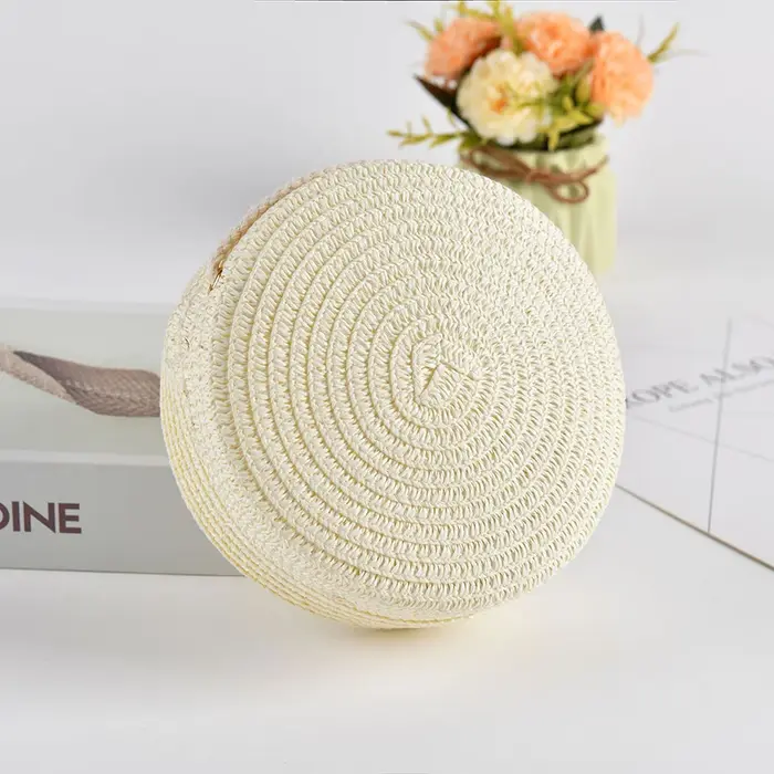 Sac de paille rond d'été pour femmes, sac à bandoulière tissé à la main, nouveau sac de plage en rot